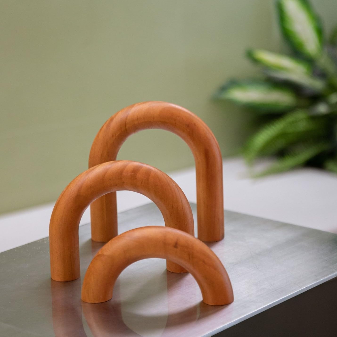 Defined Deco Wood Arch Bookshelf Decor Set of 3,Aesthetic Shelf Decor,Coffee Table Decor Items,Modern Home Decor,Bookshelf Neutral Decor,Mantel Decorations,Decorative Objects for Living Room Entryway