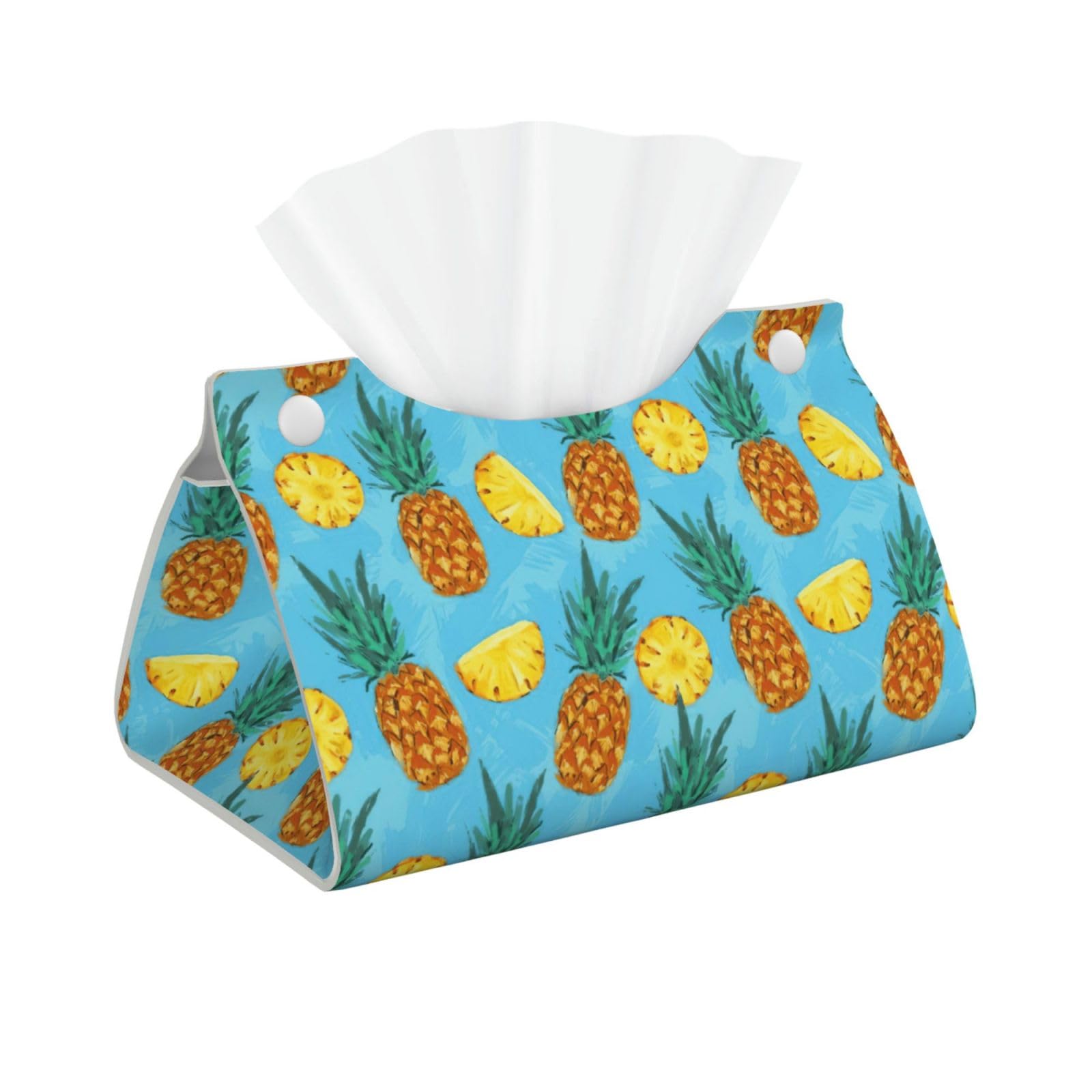 Fresh Pineapple Print Long Tissue Box Cover Tissue Dispenser Box For Living Room, Office, Car, Bathroom