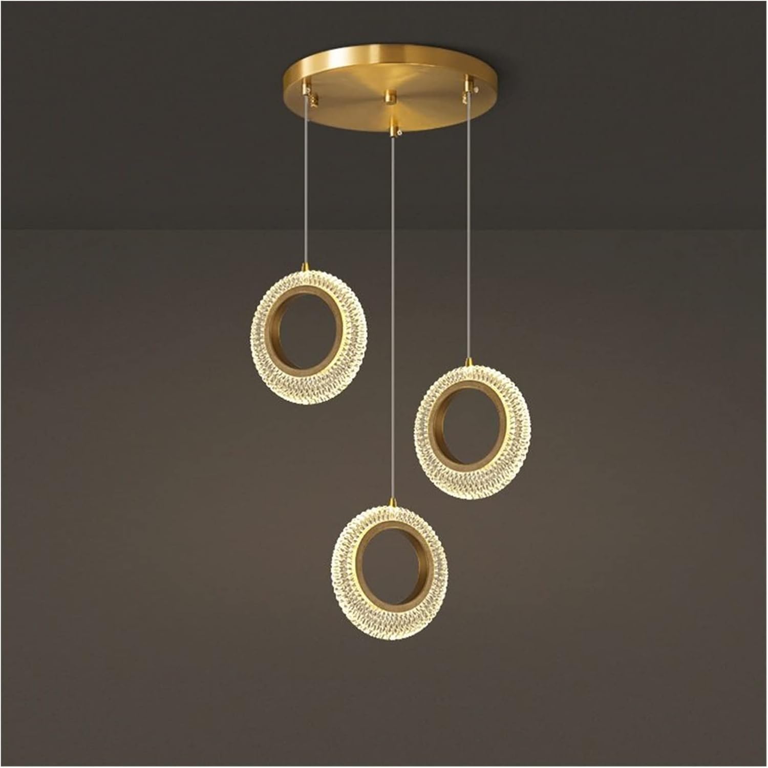 PCXEHUYP Full Copper Stair Chandelier Crystal Villa Spiral Staircase Ring Long Pendant Light Loft Lamp Adjustable Chandeliers