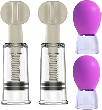 Jesakmie 2 Pairs Nipple Correctors for Flat or Inverted Nipples, Portable Nipple Vacuum Pump Cupping Device, Inverted Nipple Corrector for Shy Nipples, Breastfeeding Women