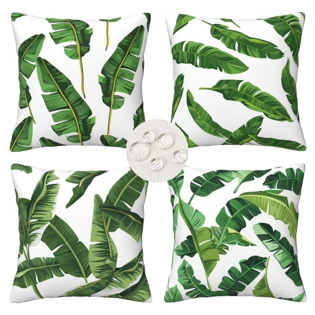 Housses de coussin plantes pour terrasse et balcon lot de 4 imperméables
