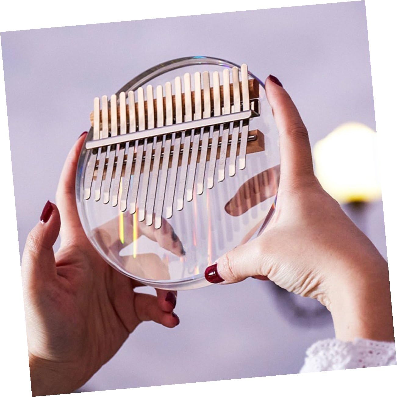Rundes Acryl Daumenklavier 17 Töne Rainbow Kristall Kalimba | 1 Satz, Leichtes Kinderinstrument mit Schönem Kristallglanz, für Valentinstag und Bett