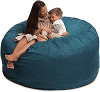 Vista 29 de ULTIMATE SACK 6000 Silla Puf de 6 Pies con Reposapiés, Funda de Gamuza Negra – Tumbona de Espuma de Gran Tamaño, Asiento de Suelo, Sofá Pequeño