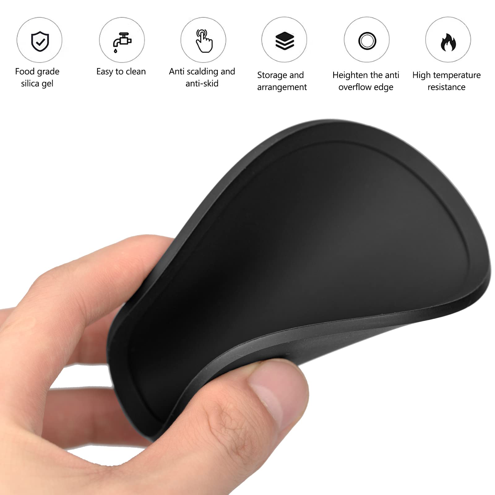 12 Sottobicchieri In Silicone Nero - Antiscivolo, Isolanti, Per Birra, Caffè E Bibite (10 Cm) - Foto 2