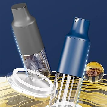 VALINK Olive Oil Dispenser, Drip Free Spout Oil Dispenser Bottle 430ML Oil Bottles Automatic Opening and Closing Glass Oil Containers For Kitchen Blue