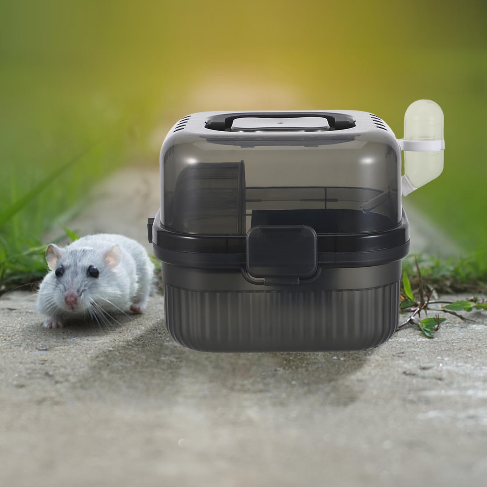 Abaodam Trasportino Portatile per Piccoli Animali in Plastica Trasparente a Doppio Strato Fondo Staccabile Gabbia da Viaggio per Criceti Porcellini D’India e Furetti Ampie Prese D’Aria