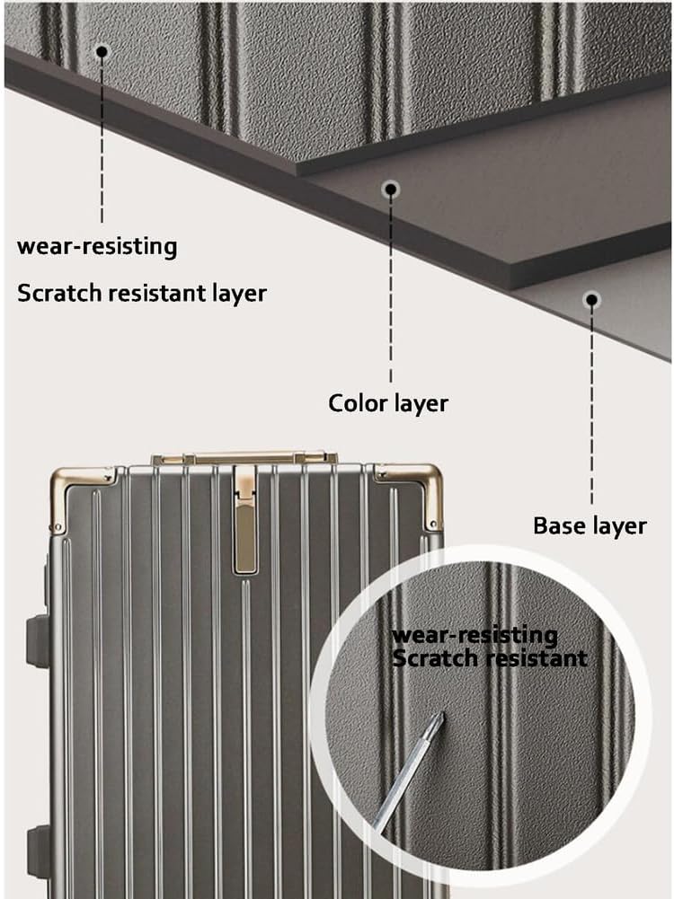 HTBNFYY Lightweight Suitcase, Aluminum Frame Luggage, Carry on Luggage with Spinner Wheels Suitable for Men, Girls, and Students Travel,Red,22in