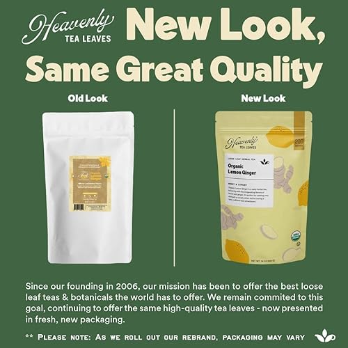 Miniatura 7 de Heavenly Tea Leaves Jengibre de limón orgánico, té de hierbas de hojas sueltas a granel, 1 libra (aproximadamente 200 porciones), naturalmente libre