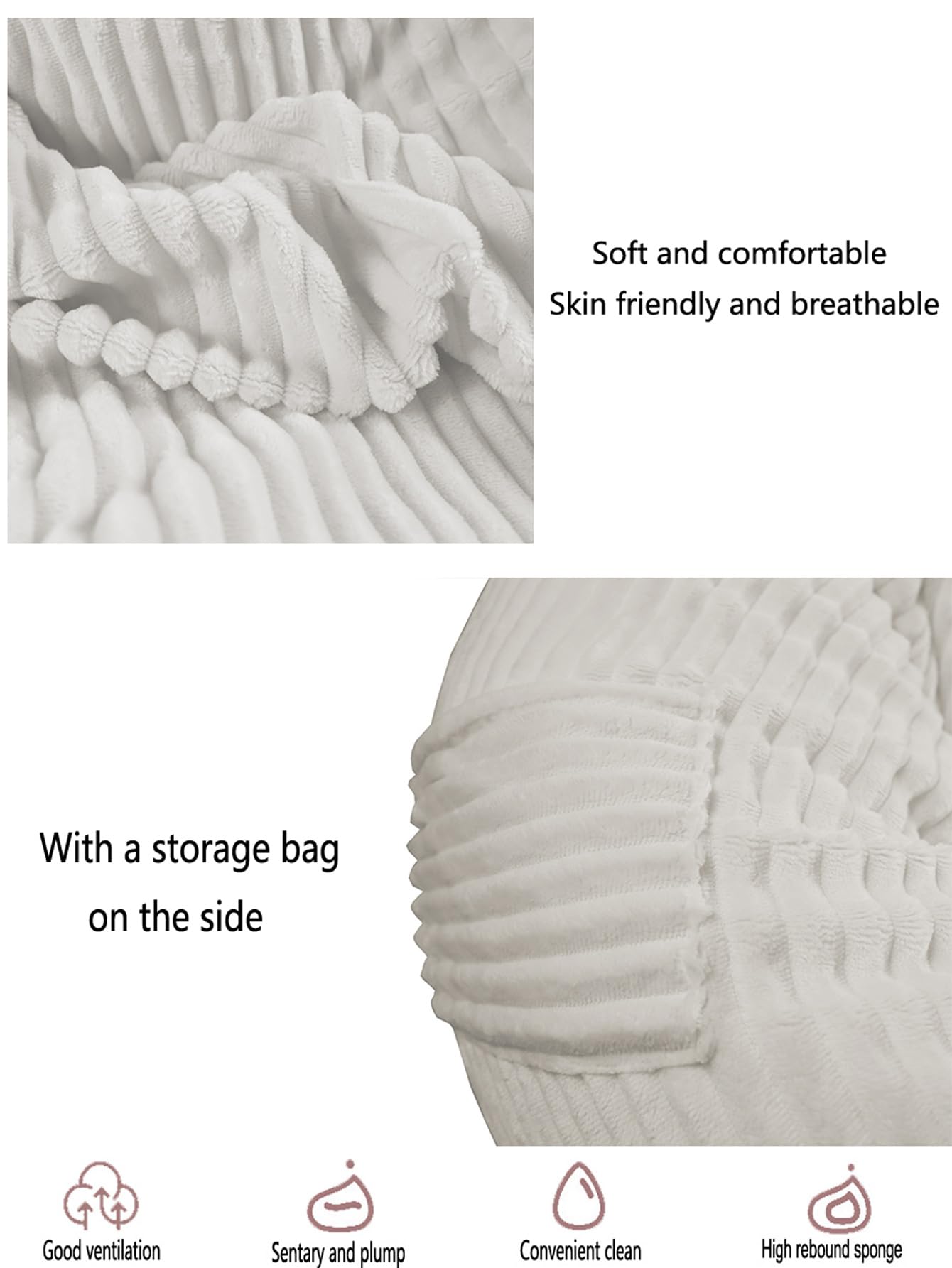 Silla puf sin relleno para niños y adultos, solo funda para sofá de peluche, color blanco, talla XL