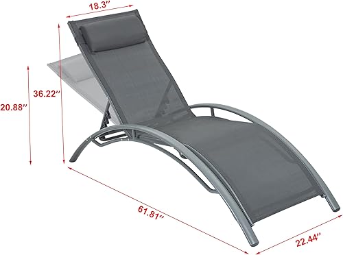 Miniatura 3 de FHFO Tumbonas de patio sillas de patio al aire libre sillas de playa piscina tumbona para tomar el sol silla reclinable sillas de bronceado
