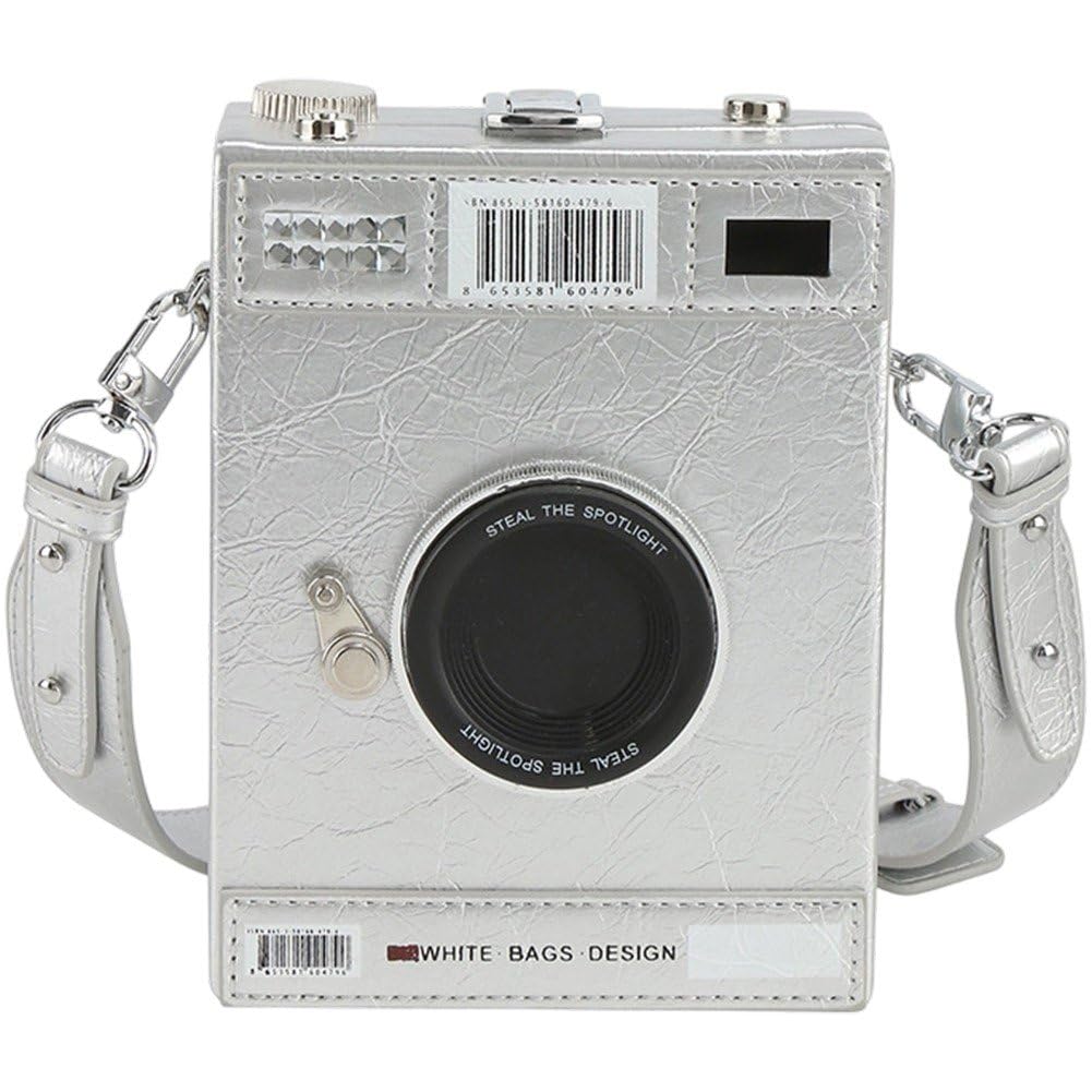 Ppmter Novelty Camera Shaped Shoulder Bag Vintage Crossbody Bags for Women Funny Camera Purse with Adjustable Strap