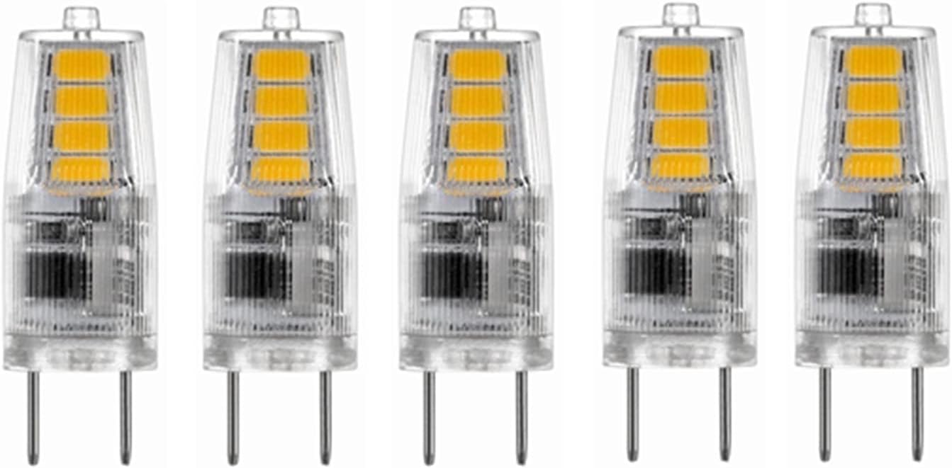 G8 LED Bulb 2W T4 40mm 20W Halogen Replacement Cabinet Pack Light, Desk Lamp, 120V JCD Bi-Pin Base, 5 Pack WELSUN Color Warm White