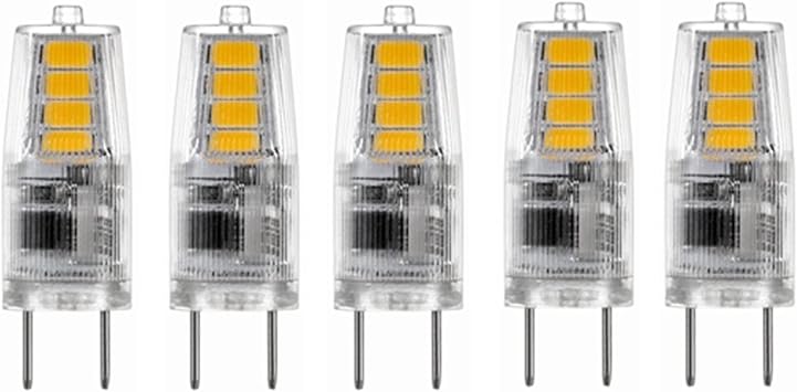 G8 LED Bulb 2W T4 40mm 20W Halogen Replacement Cabinet Pack Light, Desk Lamp, 120V JCD Bi-Pin Base, 5 Pack WELSUN Color Cool White