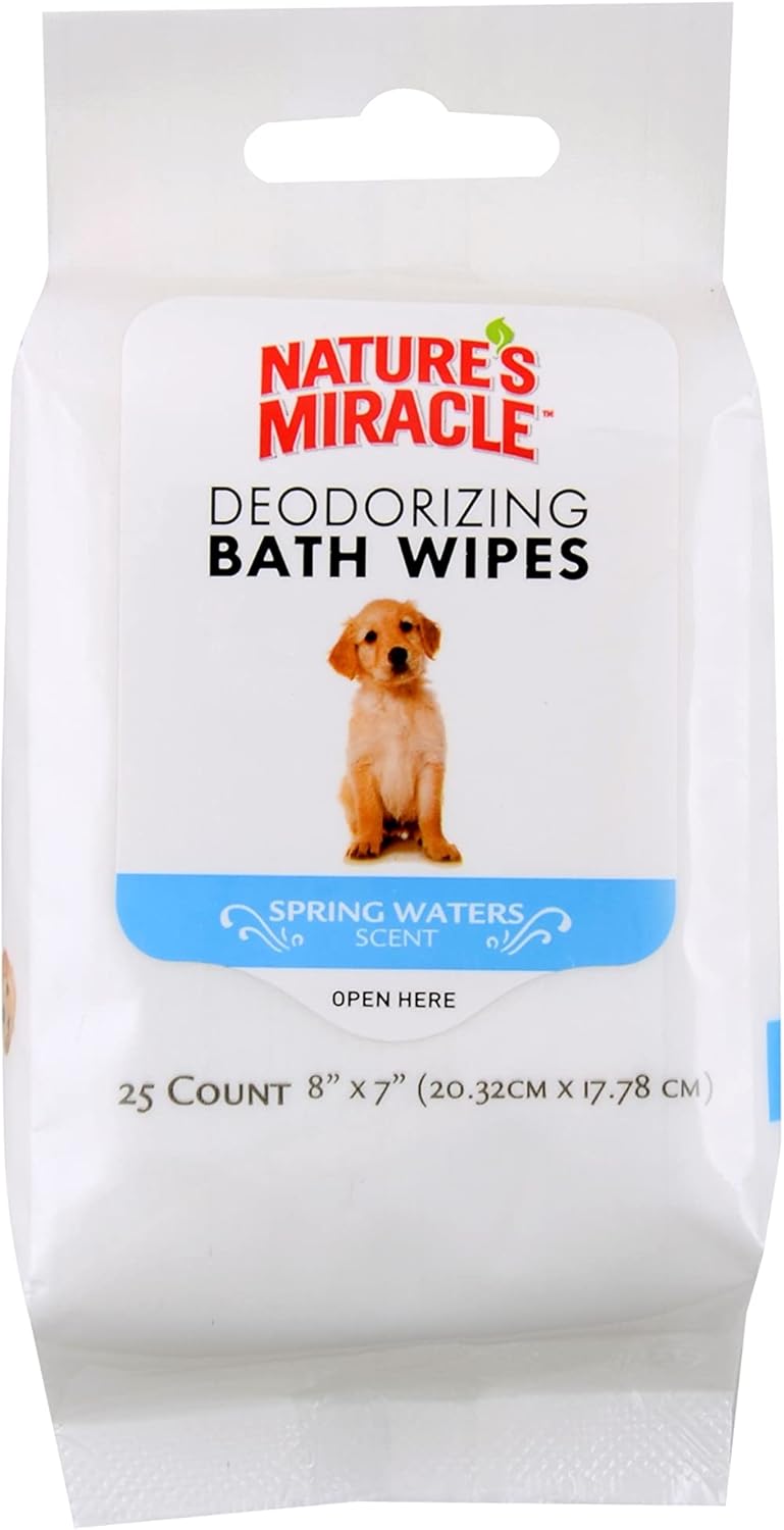 Amazon Nature's Miracle Deodorizng Spring Water Wipes, 25 Count by