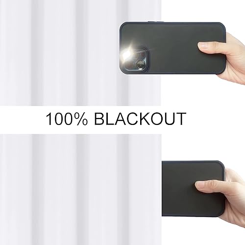 Miniatura 3 de LEMOMO Cortinas 100% opacas de 52 x 72 pulgadas2 paneles con forro negro para oscurecer la habitación, cortinas blancas con aislamiento térmico para