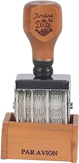 Wooden Handle & Base Roller Date Stamp, Rubber Stamp for DIY Craft Card Making Planner Scrapbooking