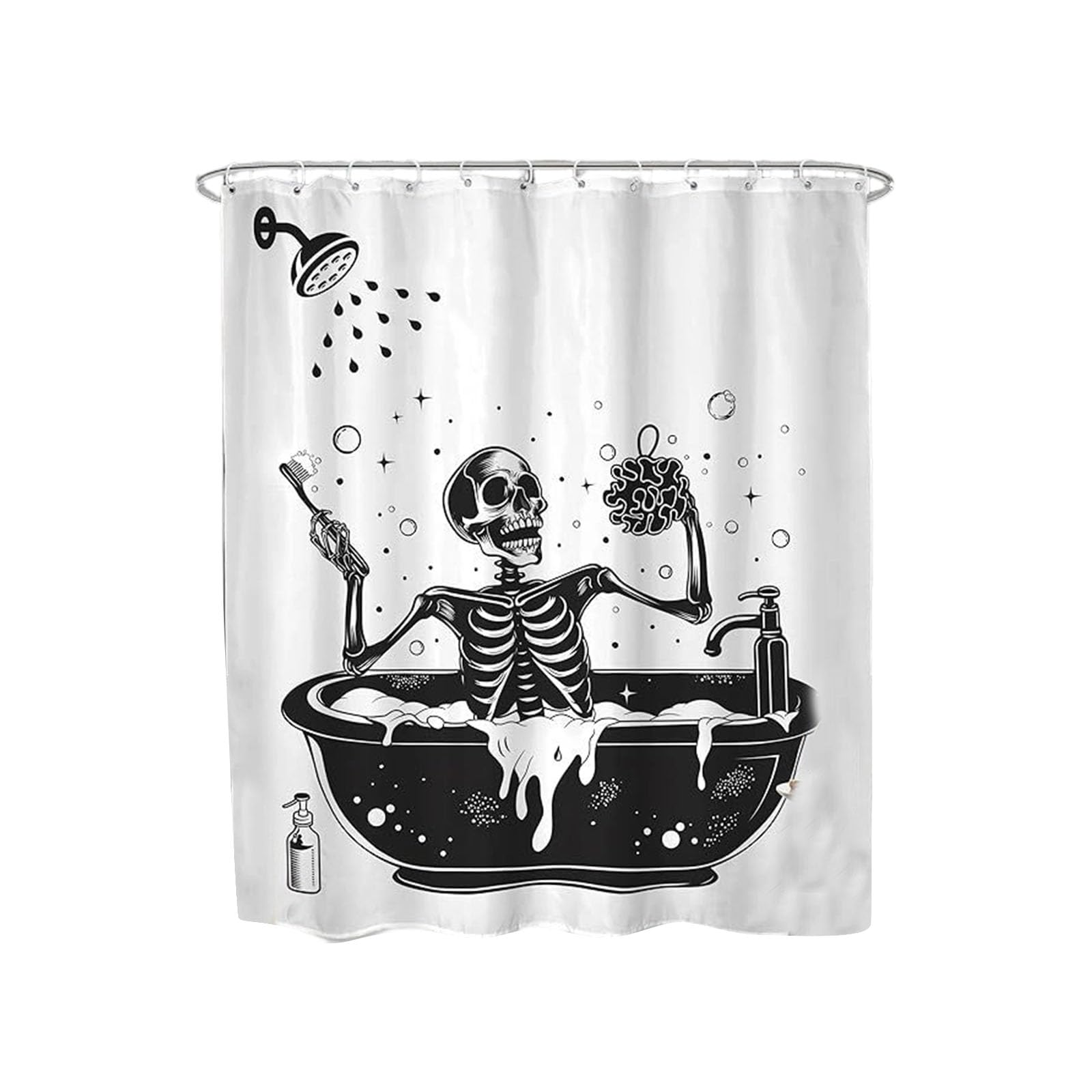 Tfaoys A Skeleton Shower Curtain Polyester Halloween Bathroom Curtain For Guest Bath Seasonal Home Decor Shower Re Decor Powder Room Seasonal
