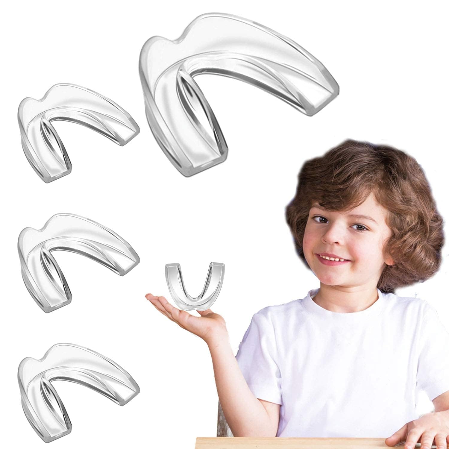 EasterCare Kids (510 ans) Protège-dents pour meulage des dents, lot de 4 protège-dents + étui de protection dentaire, élimine le bruxisme de presser la nuit, plateau