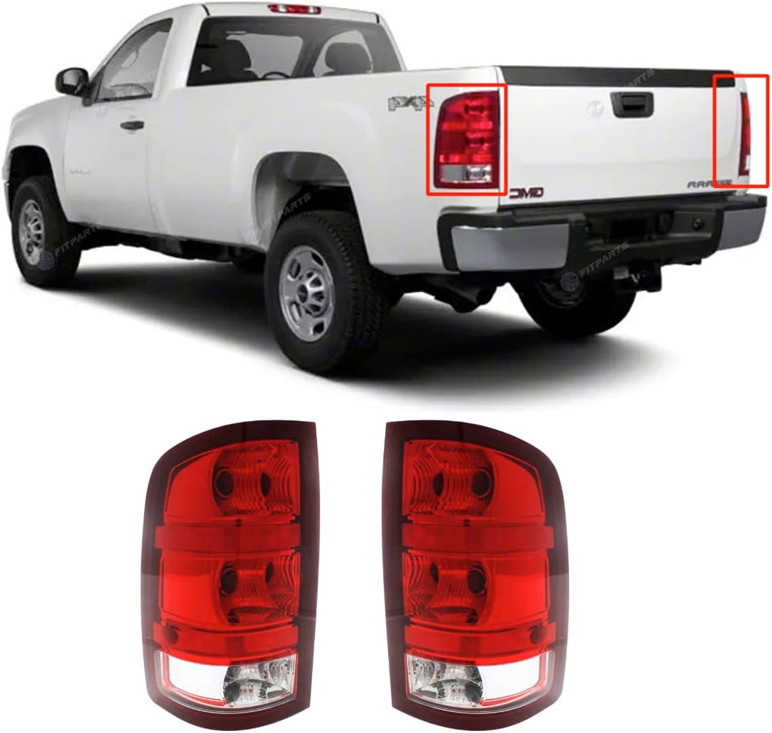FitParts Compatible With Driver and Passenger Pair/Set Halogen Tail light Assembly GMC Sierra 1500 2500 3500 2007-2013. New, Waterproof GM2800208 GM2801208