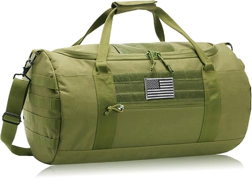 DBTAC 40L Tactical Gym Bag for Men | Military Heavy Duty Duffle Bag with Adjustable Strap for Gym Workout Fitness, Basketball Soccer Sport Training & Weekend Travel, Green