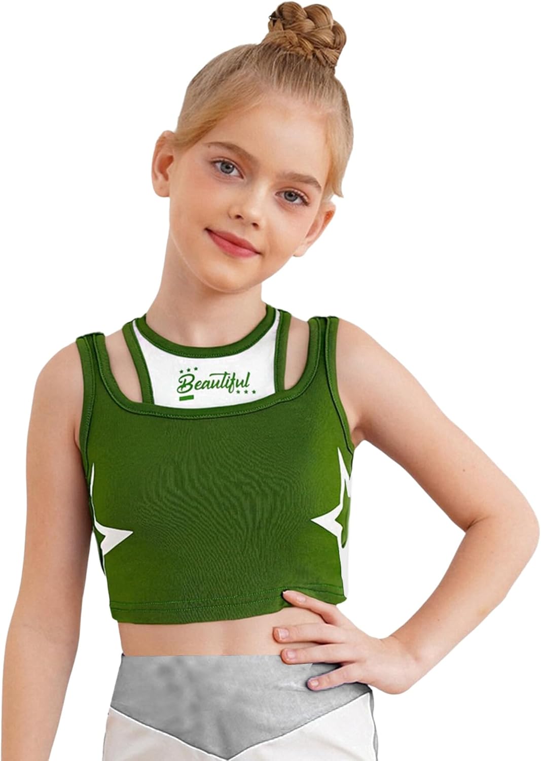 Kids Girls Graphic Print Sports Jogging Sleeveless Shirt Jazz Dance Tank Top Daily Casual Dance Crop Top