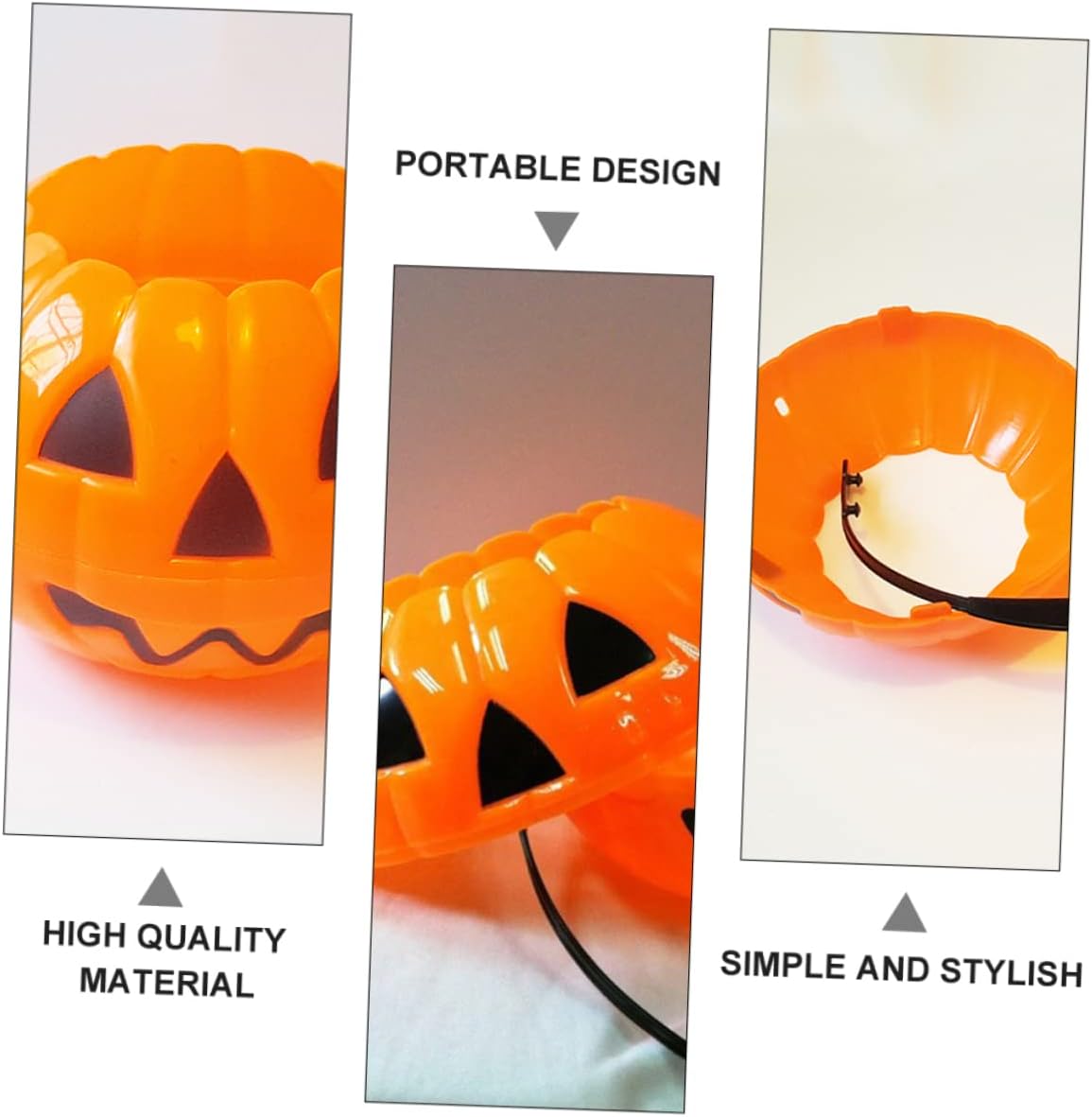 Pumpkin Shape Buckets Small Halloween Treat Pail Plastic Candy Boxes Desktop Ornament
