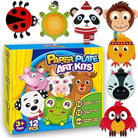 V-Opitos Arts and Crafts Kits for Kids, 12 Pack Simple Animal Paper Plate Crafts for Toddler Age of 2, 3, 4, 5 Years Old, Fun Preschool Classroom Activity Project for Boy & Girl Cover