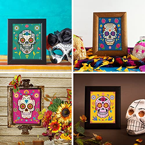 6 Pieces Sugar Skull Wall Art Decorations Day Of The Dead Poster Decor Mexican Day Of The Dead Fiesta Party Sugar Skull Decor Art Prints For Living Room Bedroom Office Home Wall Decor, 8 X 10 Inch #TOP3