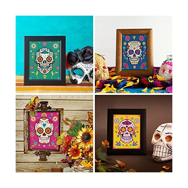6 pieces sugar skull wall art decorations day of the dead poster decor mexican day of the dead fiesta party sugar skull art prints for living room bedroom office home wall decor 8 x 10 inch  urban country home decor