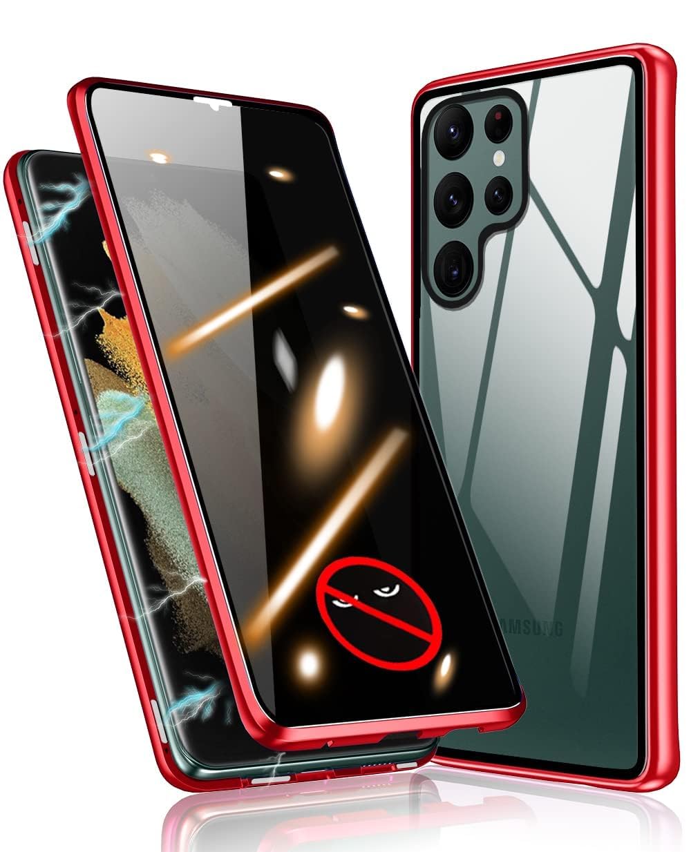 Amazon.co.jp: Galaxy S22 Ultra ケース 覗き見防止 両面 ガラス  