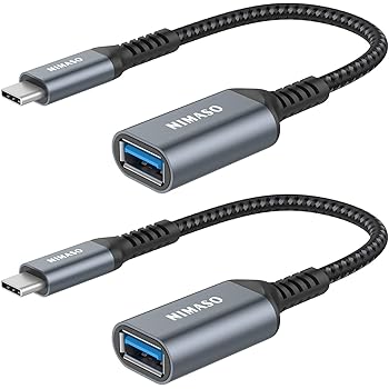 Nimaso Adattatore USB C a USB 3.0 [ OTG - 2 Pezzi]，Adattatore Tipo-C a USB A per Trasmissione Dati e Caricare per MacBook PRO 2017/2016, Google Chromebook Pixel, Nokia N1,ECC-Grigio
