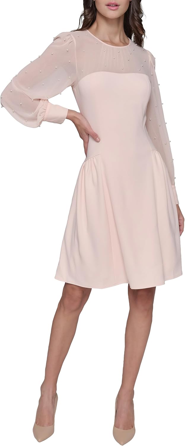 Karl Lagerfeld Womens Illisoin Sleeve Long Sleeve Party Aline Dress - Image 2