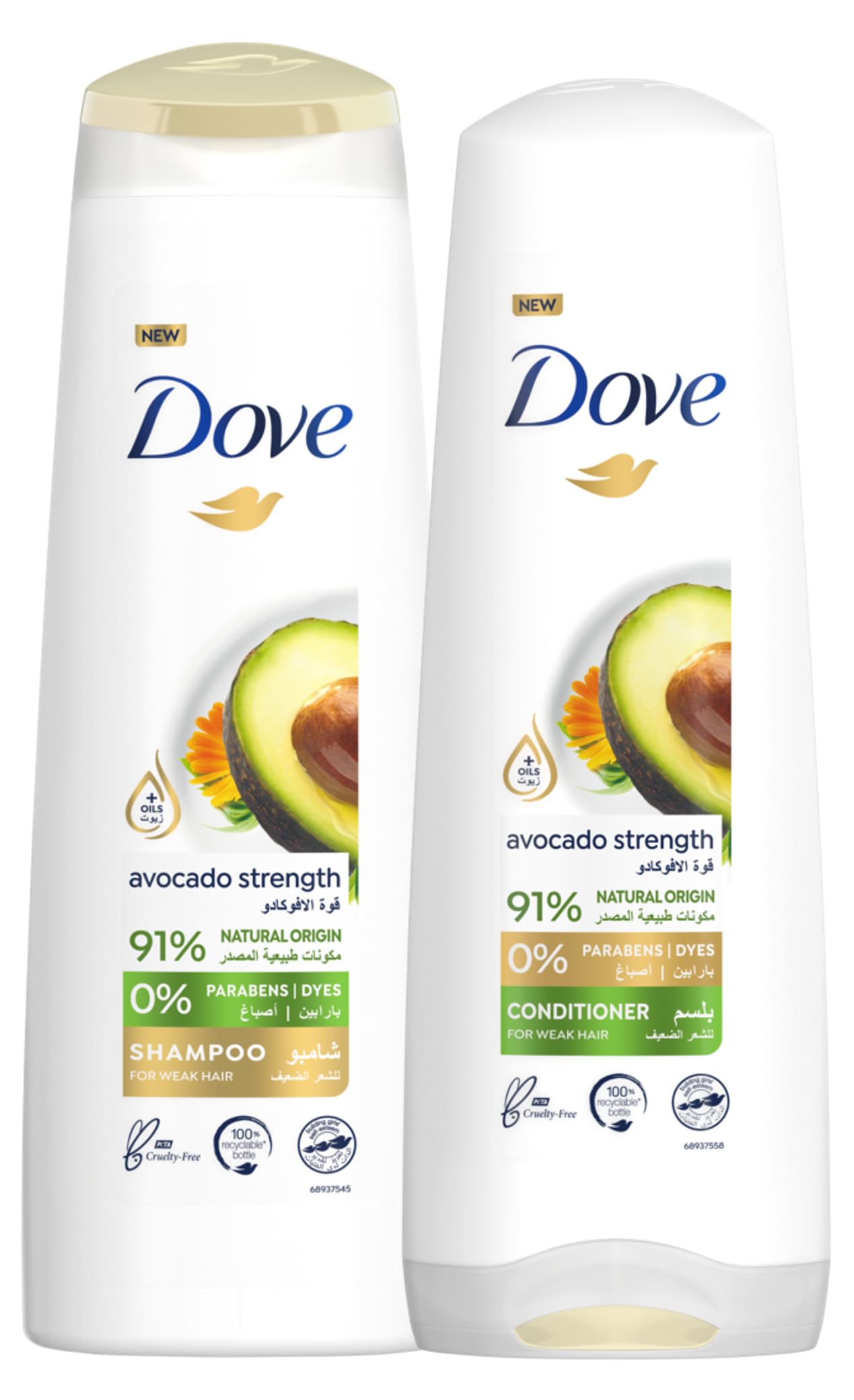 Dove Strengthening Ritual Shampoo Avocado Oil and Calendula Extract, 400 ml + Conditioner, 320 ml