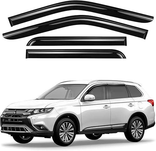 GrandWheel Co - Deflectores de visera de ventilación de ventana lateral tintados ahumados, protectores de lluvia compatibles con Mitsubishi