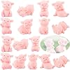 Pack of 24 Lucky Pig Figure Pink Lucky Pig Miniature Garden Ornaments Small Lucky Charm New Year's Eve Decoration Resin Piggy DIY Craft Cake Topper for New Year's Eve Christmas Party