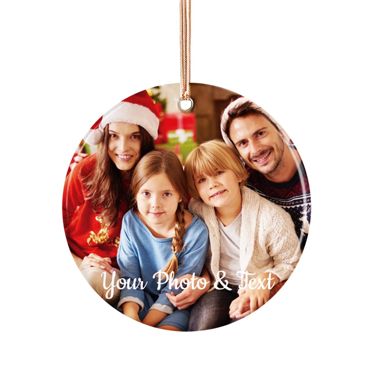Adorno Navidad Personalizado 2023, Adorno de Cerámica Árbol de Navidad Personalizado con Foto en Texto, Regalos de Decoración Navideña para el Hogar