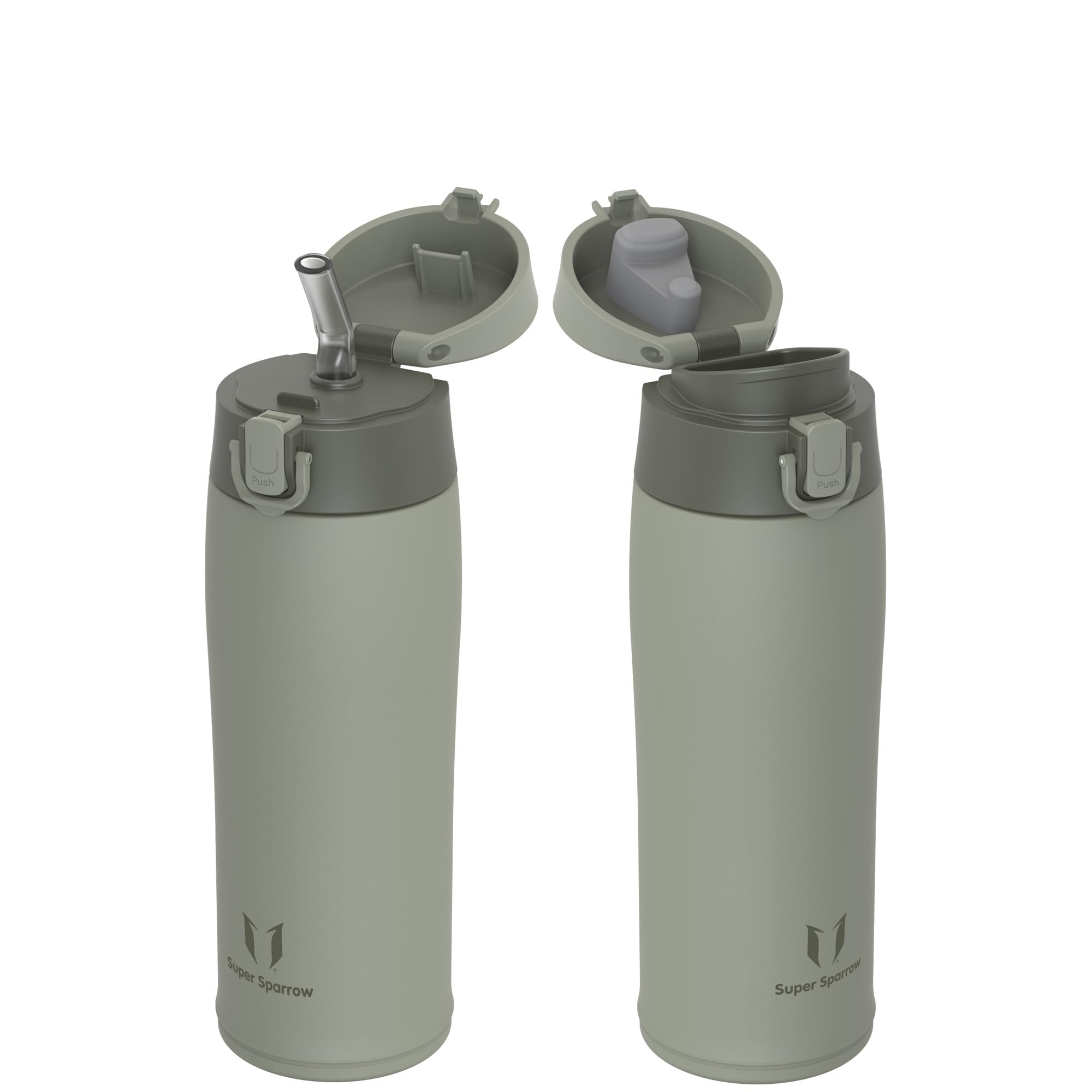 Super Sparrow Borraccia Termica, Acciaio Inox Bottiglia Termica - 350ml, 500ml, 750ml, 950ml - Senza BPA Termos, Borracce Termiche Bambini - Include 2 Coperchi con Cannuccia e Coperchio Sportivo