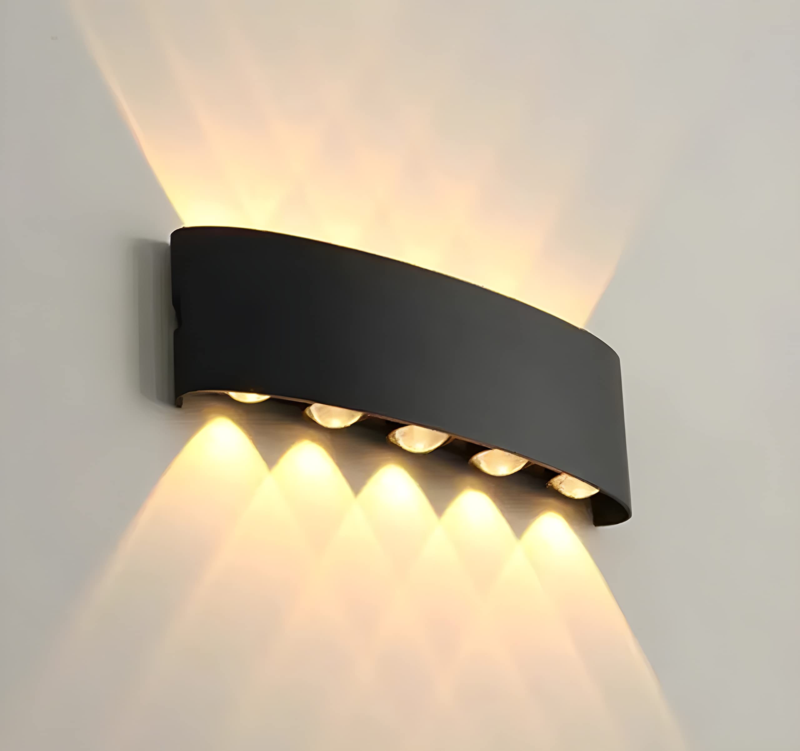 NEXT LIFE Modern Outdoor Wall Sconce Light 12 LED Room Wall Lights Up Down Aluminium Wall Lighting Lamps for Living Room Bedroom Corridor Warm light (Black, 12 Led)