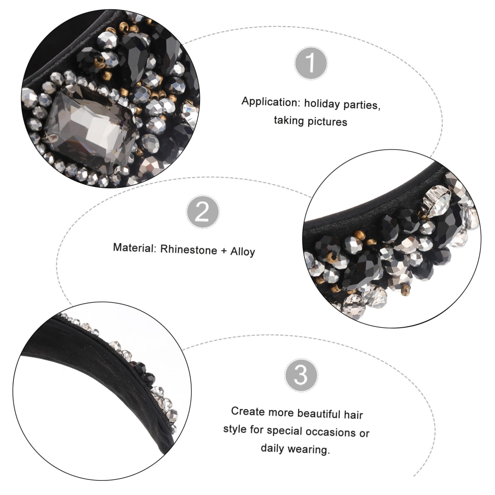 MAGICLULU 2 Fasce Per Extra Per Donne Cerchietto Con Gioielli E Strass Accessori Per Per Ragazze Cerchietto Con Strass.