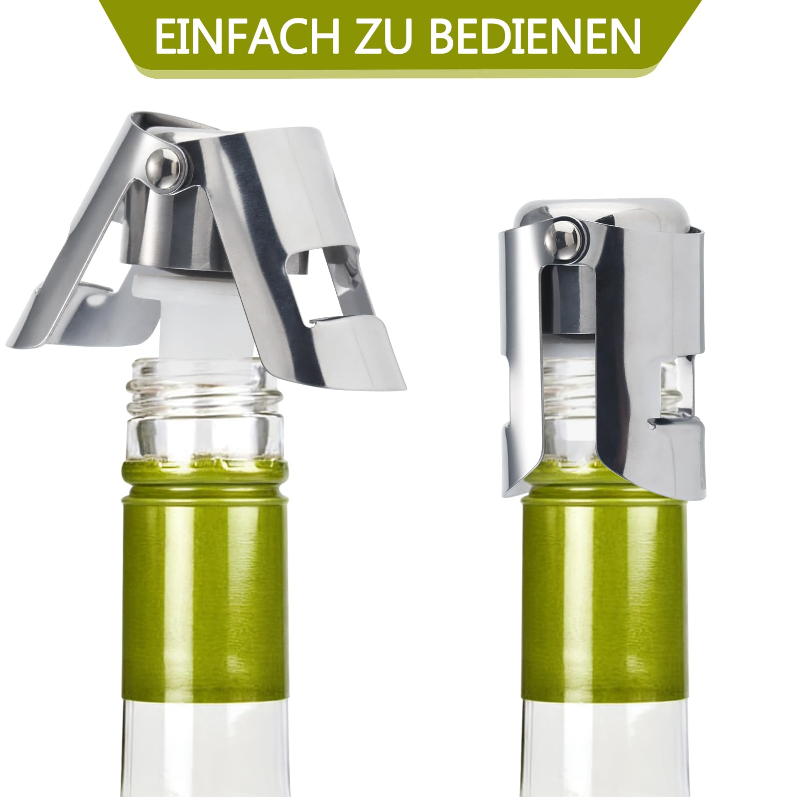 Foonary 6 tappi per bottiglie di spumante in acciaio inox, per champagne, cava, vini spumanti, prosecco, tappo per bottiglie di vino, tappo a corona, tappo per bottiglie, tenuta a prova di perdite