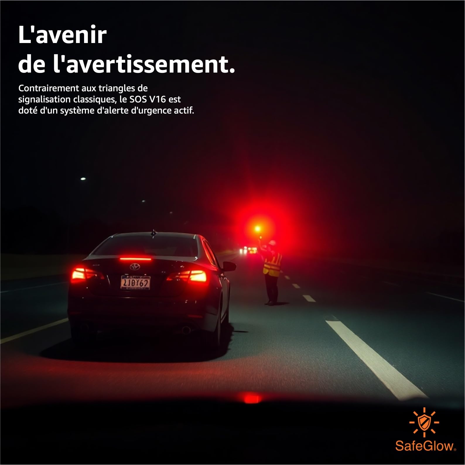 Lampe d’avertissement V16 2026 homologuée IDIADA n° PC21020060 – Triangle de signalisation – Triangle de panne – Homologation UE – Pour voiture et moto