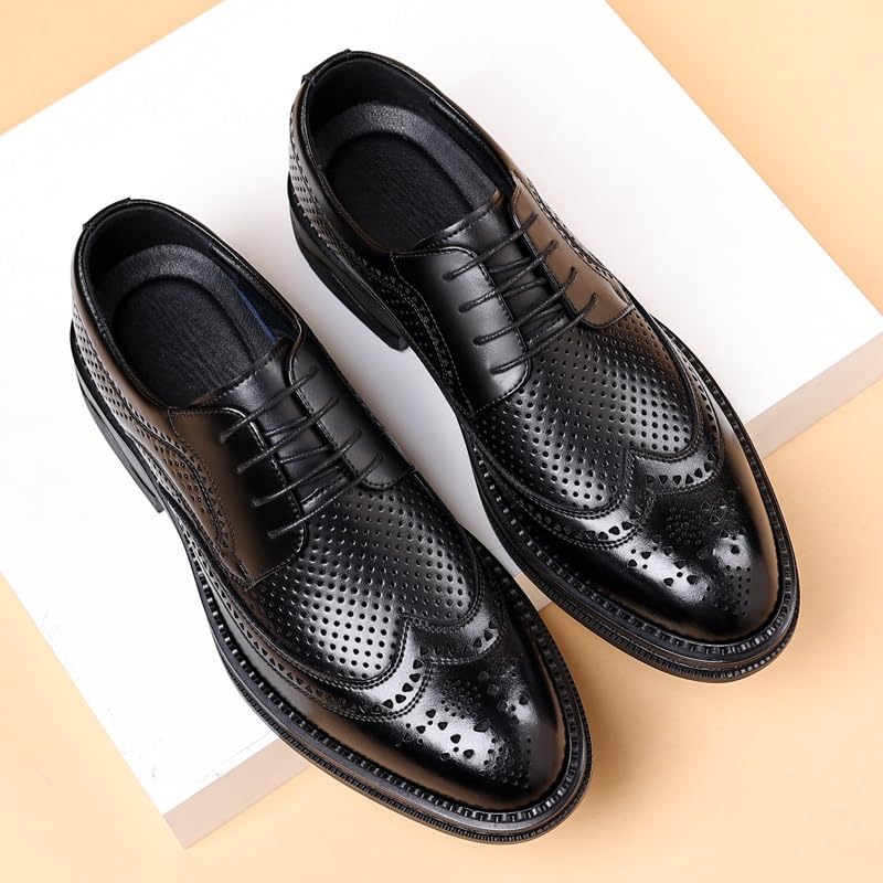 Mens Breathable Fashion Oxford Shoes Lace Up Leather Dress Footwear for Men2