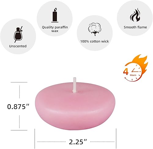 Miniatura 7 de Zest Candle CFZ-025 - Velas flotantes de 24 piezas, 2.25 pulgadas, rosa claro