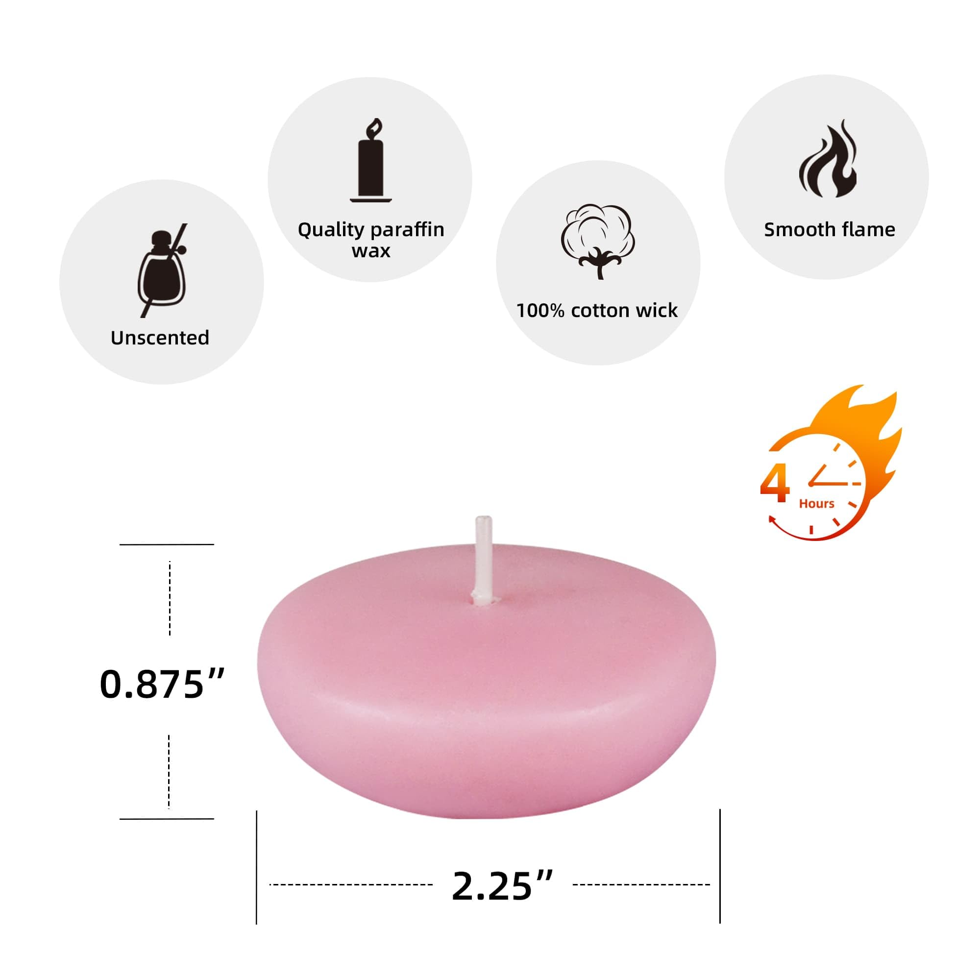 Zest Vela 24 Piezas Velas flotantes, 5,7, luz Rosa