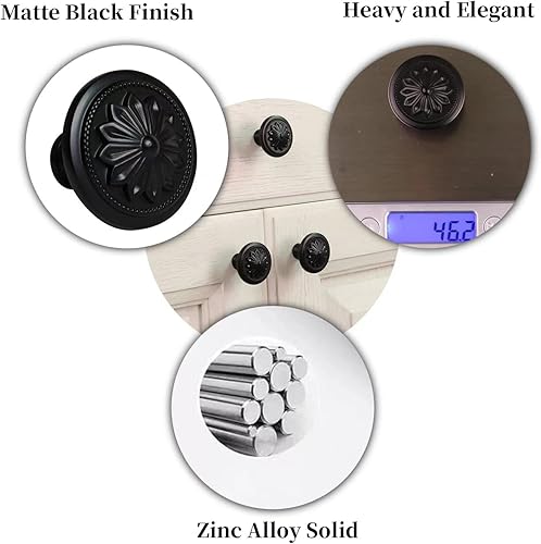 Miniatura 4 de Paquete de 15 pomos negros mate para gabinetes, pomos redondos negros negros de 1-25 pulgadas de diámetro para gabinetes y cajones, pomos negros