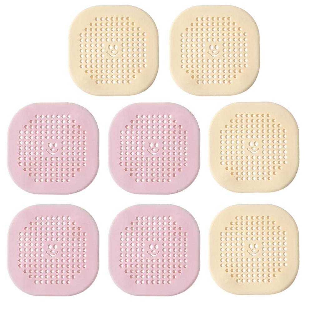 Lklnkvl 4 Pinks+4 Beiges Placemats, Mat Plate Household Dish Anti-Scalding Coaster Plastic-8 Pack Pink_approximately 14X14cm(4 Pinks+4 Beiges)