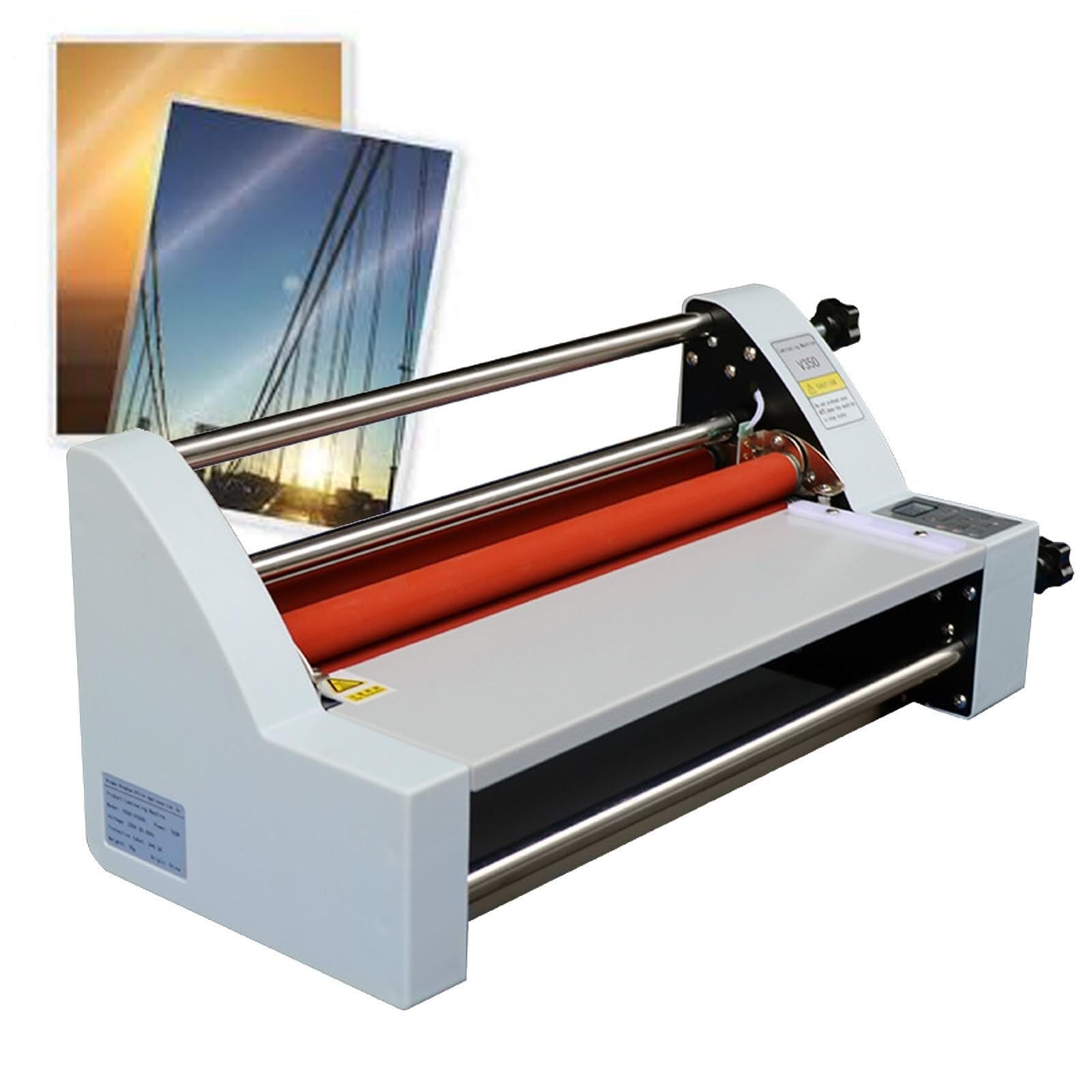 HEQIM Hot Cold Roller laminator 350mm, Automatic laminator, 110V/220V hot laminator for Single/Double Sided Lamination