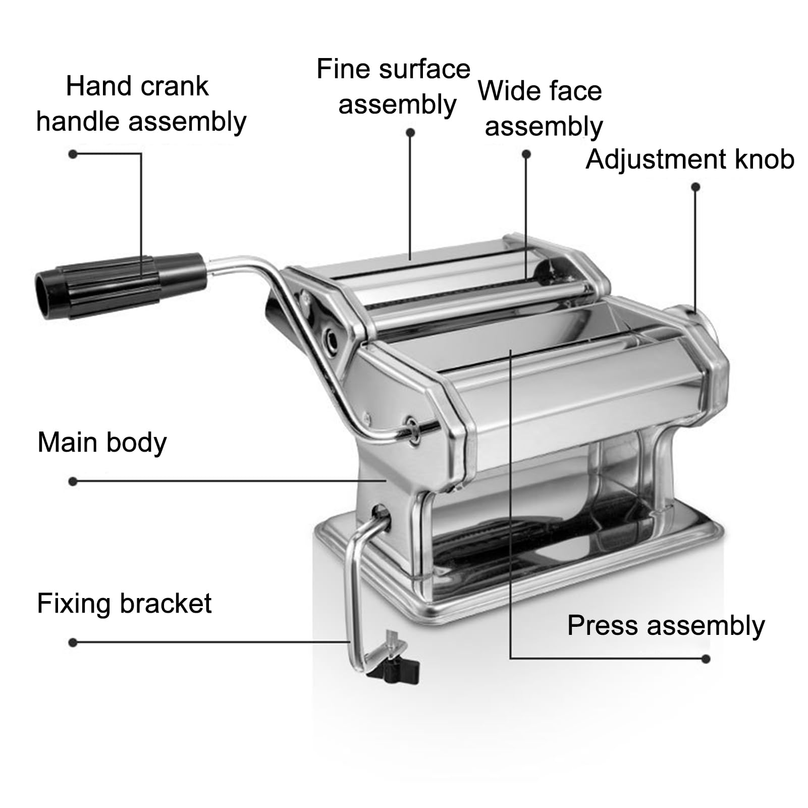 Máquina de pasta manual, Máquina Pasta Fresca, Máquina para Hacer Pasta Fresca Manual de Acero Inoxidable, Pasta fresca Maquina para Hacer Pasta, para espaguetis