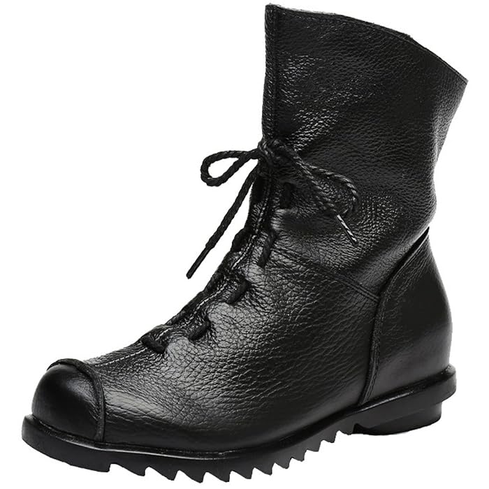 Genuine Leather Casual Soft Flat Boots 