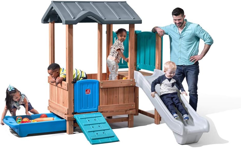 Woodland Adventure Playhouse with Slide and Climbing Ramp